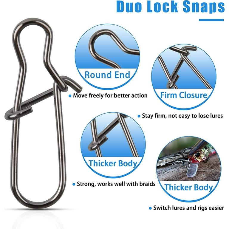 Fishing Line Sinker Slides with Duo Lock Snaps, 25PCS Heavy Duty Saltwater  Sinker Weights Connector Hooked Snap Kit Catfish Fishing Gears for Braid