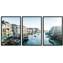 IDEA4WALL 3 Piece Framed Canvas Wall Art for Living Room, Bedroom Italy City Landscape Canvas Prints for Modern Home Decoration Ready to Hang