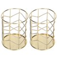 thumbnail image 2 of 2pcs MultiFunctional Hollow Pen Holders Desktop Makeup Brush Holders Organizer (Gold), 2 of 5