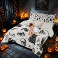 thumbnail image 4 of Homewish Halloween Skull Bat Cat King Bedding, Mushroom Eye Floral King Bed in a Bag, Black White, Gray Reversible 7-Piece, 4 of 7