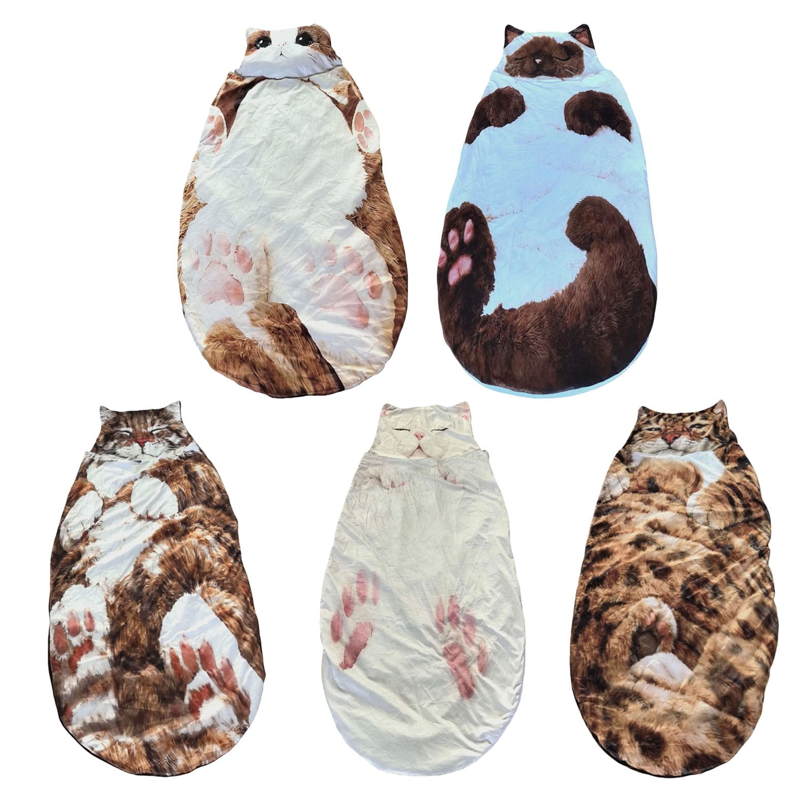 RBCKVXZ Cat Envelopes Sleeping Bag, 69-inch Large Cat Shaped Plush Sleeping Bag for Adults, Adorable & Washable Warm Blanket for Camping and Home Lounging