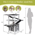 thumbnail image 2 of Aukfa 4-Tier Outdoor Cat House with Weatherproof Roof, Wooden Cat Tree with Ramps & Scratching Post, Multi-Level Cat Enclosure for Outside/Inside,White, 2 of 7
