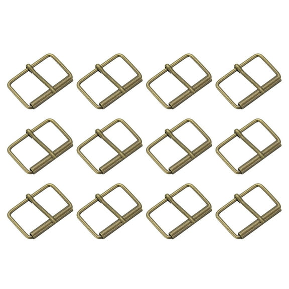 Roller Buckles, 12 Pack 40x25mm 3mm Thick Metal Belt Pin Buckle, Bronze Tone