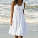 thumbnail image 1 of Vestidos de verano para mujer UMfun, moda para vacaciones, verano, color sólido, sin mangas, fiesta, playa, vestido blanco, 1 of 7