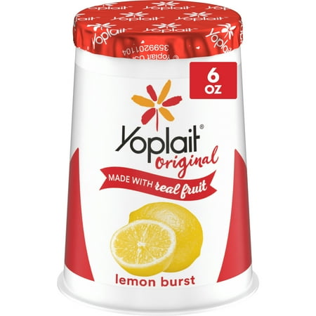 Yoplait Original Low Fat Lemon Burst Yogurt Cup, Made with Real Fruit, 6 oz