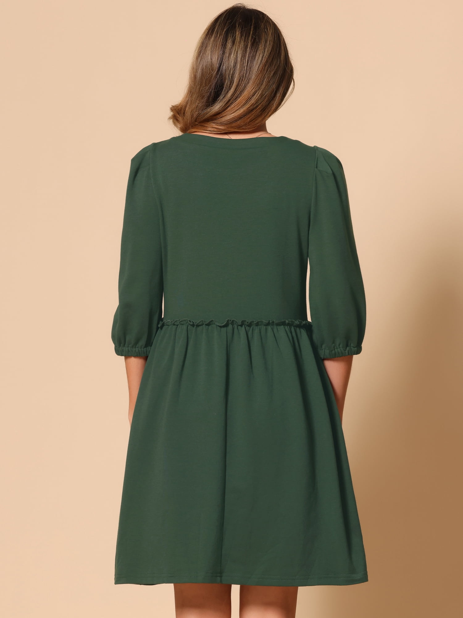 DARING DIVA Casual Scoop Neck Pocket Babydoll Dress XL Dark Green