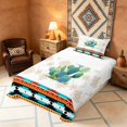 thumbnail image 3 of Manfei Western Cactus Twin Sheets, Farmhouse Aztec Bedding, Multicolor White, Reversible 3-Piece1 Flat Sheet + 1 Fitted Sheet + 1 Pillowcase, 3 of 6
