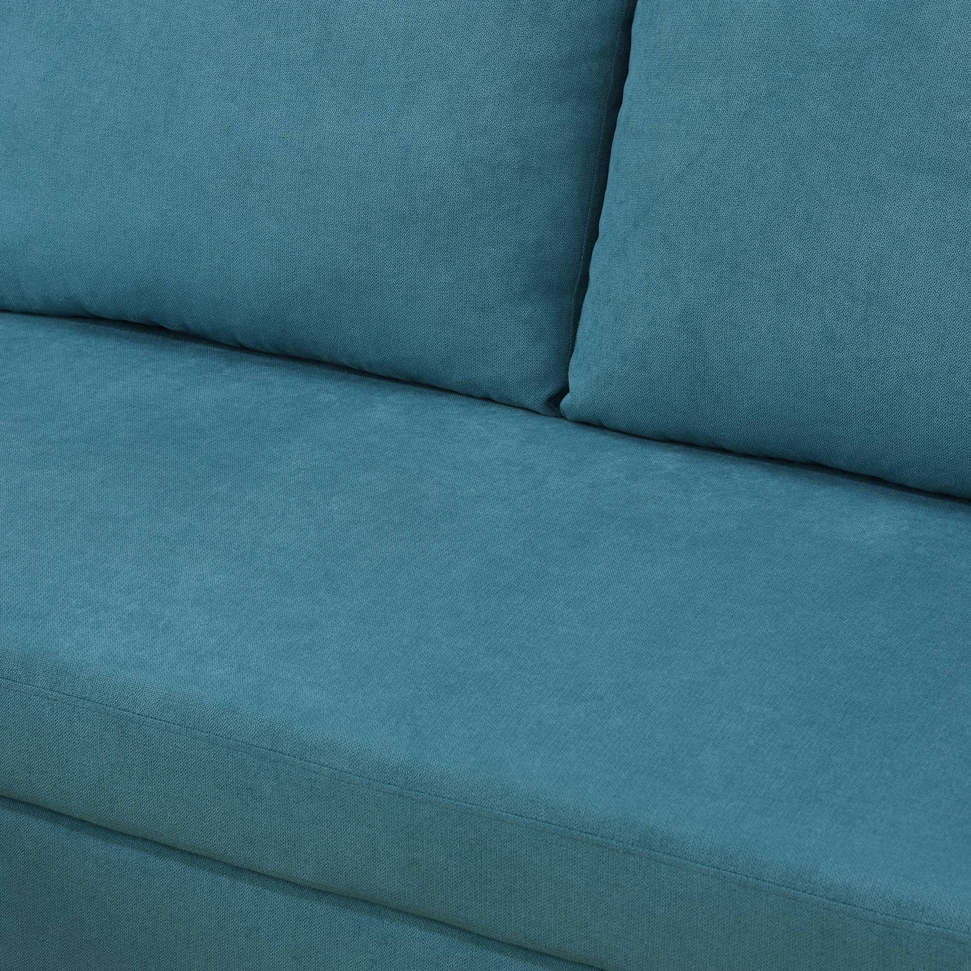 MAYEERTY 83.6" Convertible Fluffy Fabric 2-Piece Couch Upholstered Loveseat with Plush Velvet Texture Sofa Bed，Cyan Blue