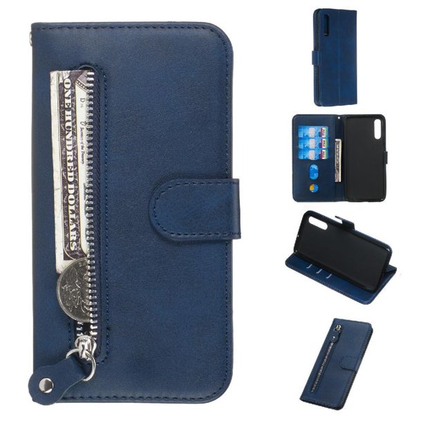 Estuche de Cuero PU con Cierre para Samsung Galaxy A50/A50S/A30S , Funda Protectora con Billetera y Correa