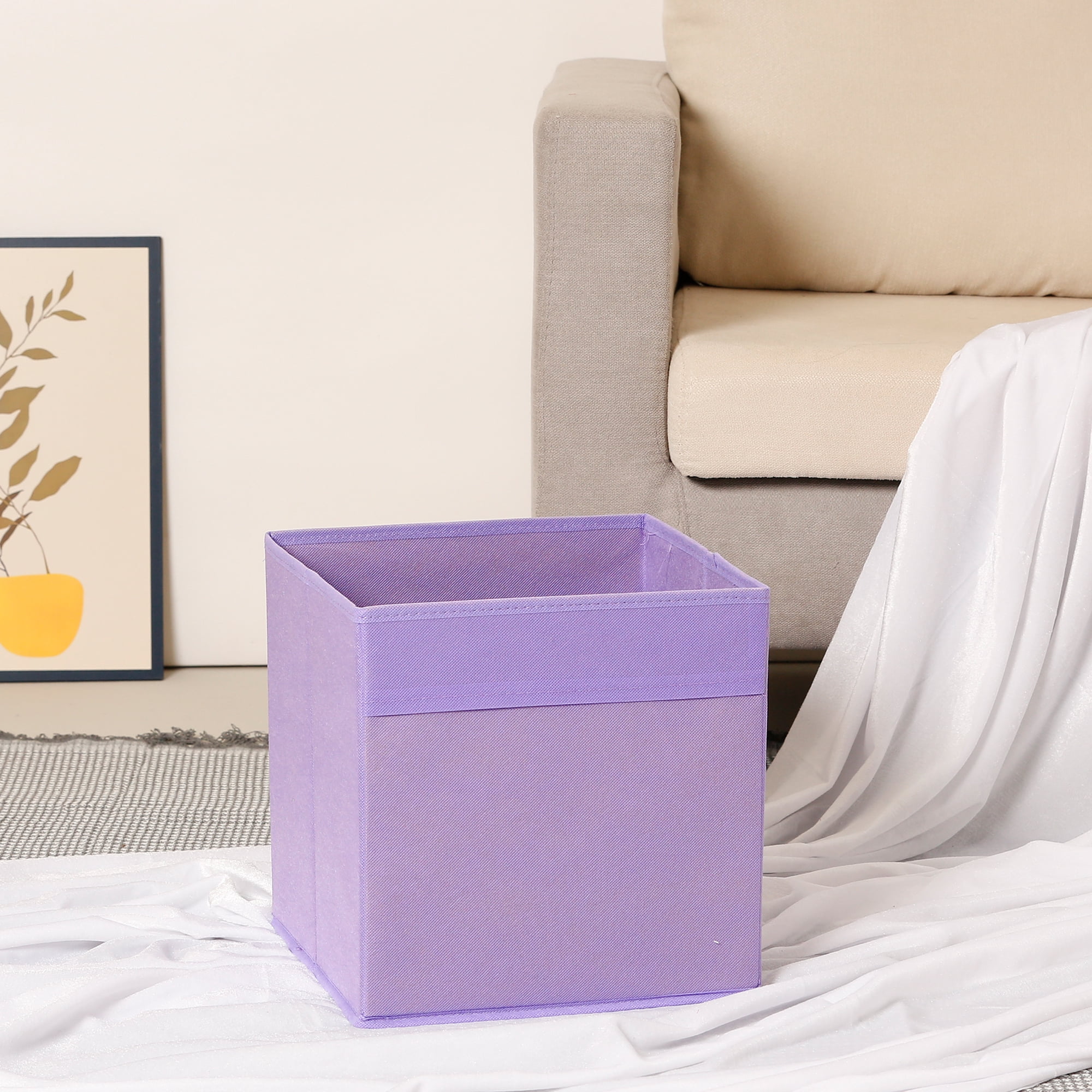 Unique Bargains Fabric Storage Cube Storage Bin Storage Basket Purple 11*10.5*10.5in