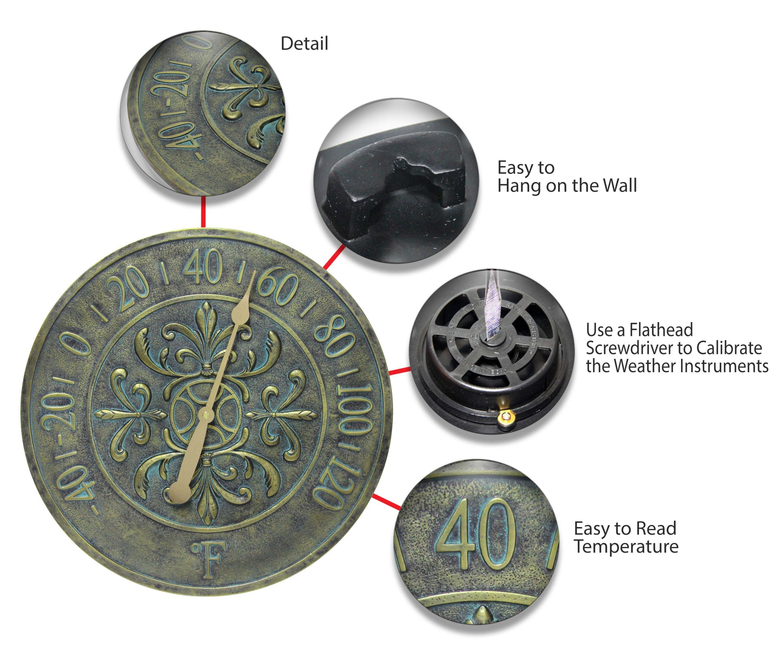 Infinity Instruments Blanc Fleur Aged Bronze Outdoor Thermometer