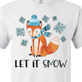 thumbnail image 4 of Inktastic Let it Snow Cute Orange Fox in Hat and Scarf T-Shirt, 4 of 5