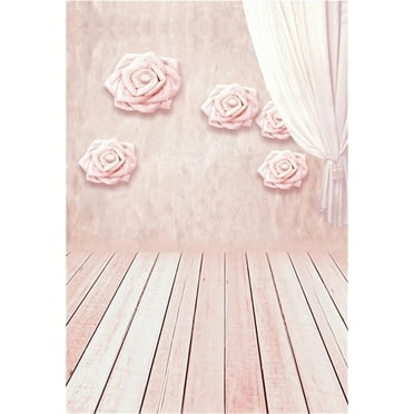 MOHome 5x7ft Artistic Background Girl Photography Backdrops Wedding Sweet Rose Wall Curtain Wooden Floors Baby Newborn Child Portrait Scene Indoor Studio Props Video Toddler Photo Shoot