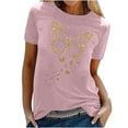 thumbnail image 2 of Sakmal Ladies Tops Plus Size Short Sleeve Pink Crew Neck Graphic Butterfly T-Shirts Womens Shirts for Summer, 2 of 6