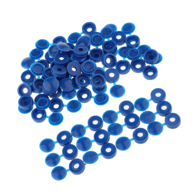 Abbracc 50Pcs Hinged Plastic Screw Cover Fold Caps Button For Furniture Decorative Cover Blue