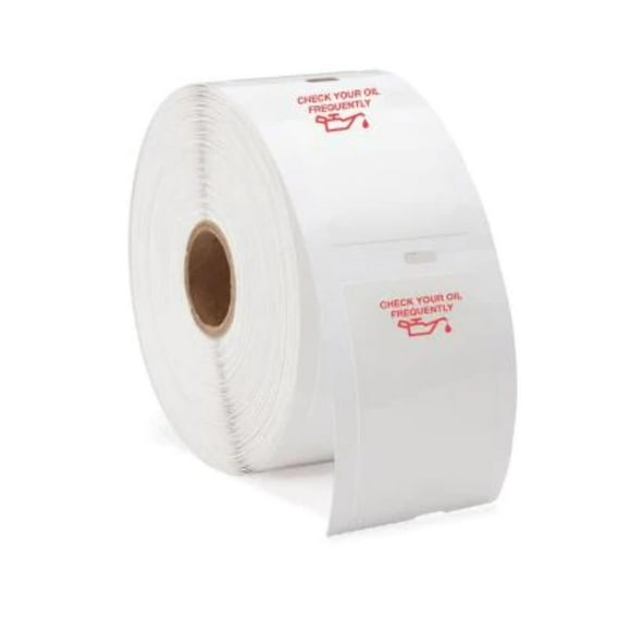 Slip-N-Grip Étiquettes Blanches Génériques 1.5inx2.25 Po 500/rouleau avec Image de Boîte d'Huile Rouge