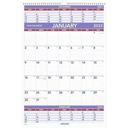 UPC: 0038576120228 | AT-A-GLANCE 2022 22.75  x 15.5  Three-Month Calendar Multicolor PM6-28-22