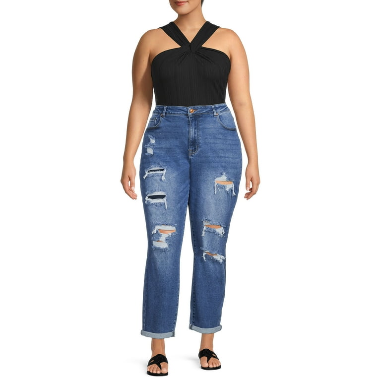 Walmart plus size boyfriend deals jeans