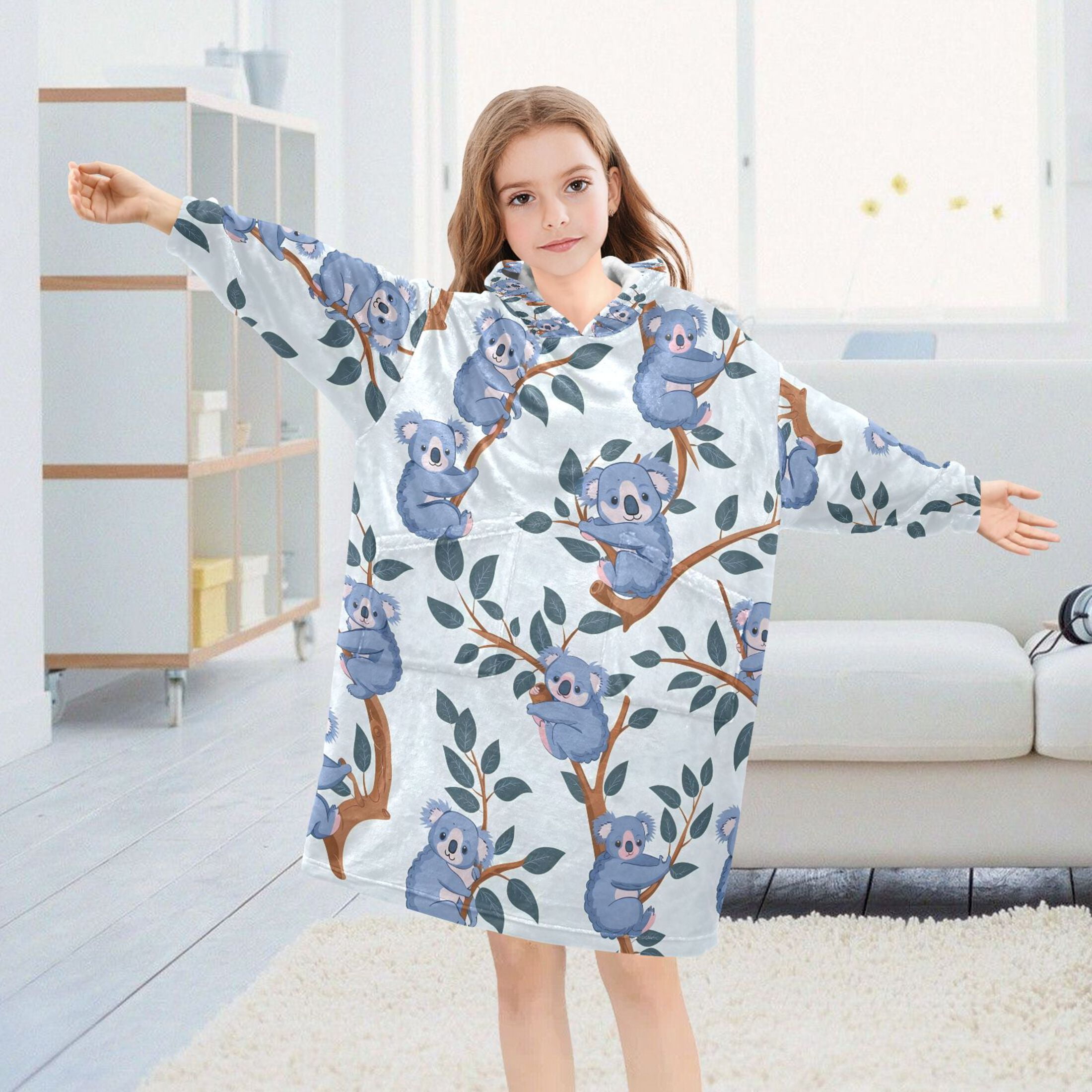 joogoo Blanket Hoodie for Cartoon Koalas Oversize Sweatshirt 3-14 YR L
