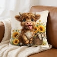 thumbnail image 4 of Bomd Highland Cow Decorative Throw Pillow Covers , Decorative Floral Farm Animal Design, Modern Square Home Decorative Pillowcases Cushion Cases for Sofa Bed Chair, 17.7x17.7 Inch, 4 of 6