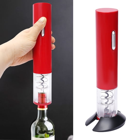 YIYIBYUS Electric Wine Opener with Foil Cutter Automatic Wine Bottle Corkscrew Opener Battery Operated for Party Festival, Red