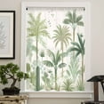 thumbnail image 4 of Green Palm Trees Semi Sheer Curtains Drapes for Living Room, Bedroom, French Doors Window 63 Inches Long, Farmhouse Summer Leaves Plants Birds Rod Pocket Chiffon Curtain Drapery Voile Drape Panel, 4 of 6