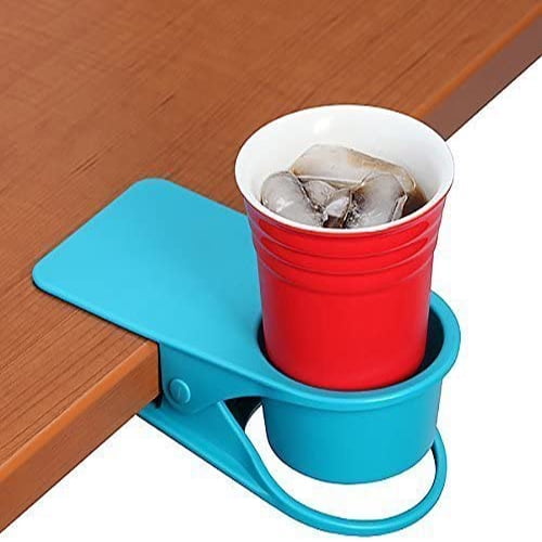 Innovation Cup Clip Drink Holder Blue Snap to Tables, desks, Chairs