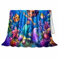thumbnail image 2 of Whimsical Mermaid Sea Creatures Cartoon Art, Cozy Friendship Quote Scene, Warm Flannel Blanket for Living Room and Reading Nook, Art Lovers Friendship Gift, Fantasy Home Decor, 2 of 9