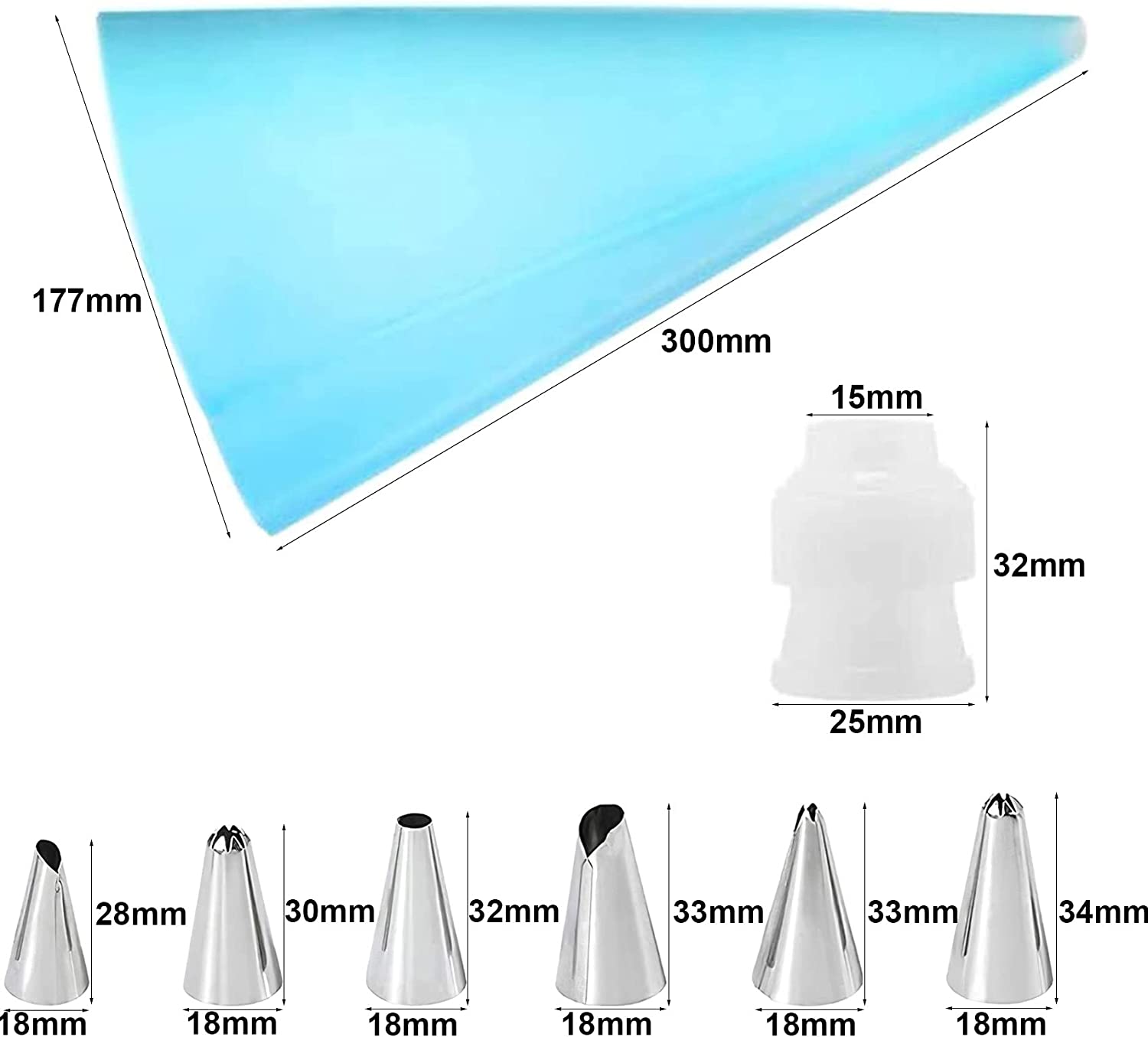 Douilles à Pâtisserie Professionnelles – 6 Pièces En Acier Inoxydable (1M, 2D, 4B, 1A, D66, 108E) Avec Brosse De Nettoyage - 12