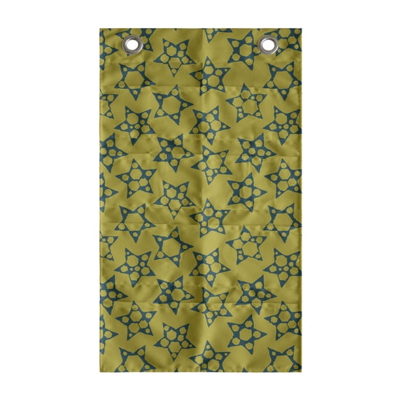Abstract Hanging Pocket Organizer, Comic Graphics of Creative Star Formations with Round Hexagon Holes, Printed Polyester Storage Bag with Pockets, 21" x 31", Dark Teal Dark Yellow