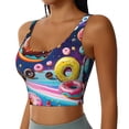 thumbnail image 2 of Balery Space Colorful Donut Pattern Racerback Sports Bras for Women - Padded Seamless High Impact Support for Yoga Gym Workout Fitness-Large, 2 of 8
