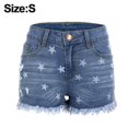 thumbnail image 2 of Pantalones cortos vaqueros rasgados informales de talle medio con bolsillos pantalones cortos con estampado de vaca pantalones cortos con estampado de vaca para mujer, 2 of 5