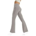 thumbnail image 2 of RYRJJ Bootcut Yoga Pants with Pockets for Women Wide Leg Flare Leggings High Waist Workout Pants Bootleg Work Slacks(Gray,S), 2 of 8