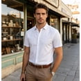 thumbnail image 3 of Vicojack Men's Short Sleeve Button Down Shirt - Athletic Fit, Stretch, Wrinkle-Free Casual Dress Shirt M-XXL, 3 of 8