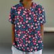 thumbnail image 5 of Blusas de Manga Corta para las Mujeres Cuello de Muñeca Lindo Lino Algodón, Impreso Suelto Camiseta para el Uso Casual, Diario Y de Verano, 5 of 8