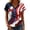 Blue, variant on Women's V Neck Butterfly & Rose Print T Shirt Patriotic Glitter Graphic Casual Top