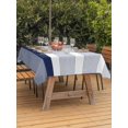 thumbnail image 3 of Outdoor Table Cloth with Umbrella Hole and Zipper, Navy Blue Stripe Waterproof Rectangle Tablecloth 60"x102", Modern Rustic Horizontal Blue Striped Washable Table Cover for Outside Party Patio Picnic, 3 of 8