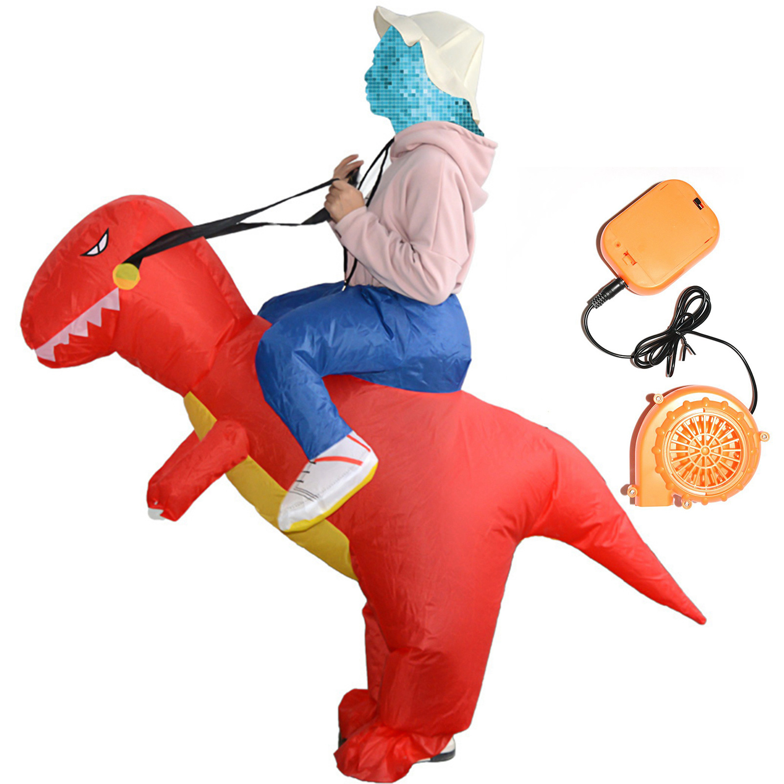 DraggmePartty Dinosaur Knight Inflatable Dinosaur Costume Fan