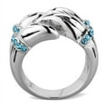 thumbnail image 3 of Luxe Jewelry Designs Women's High Polished Stainless Steel Ring with Sapphire Crystals - Size 7, 3 of 4
