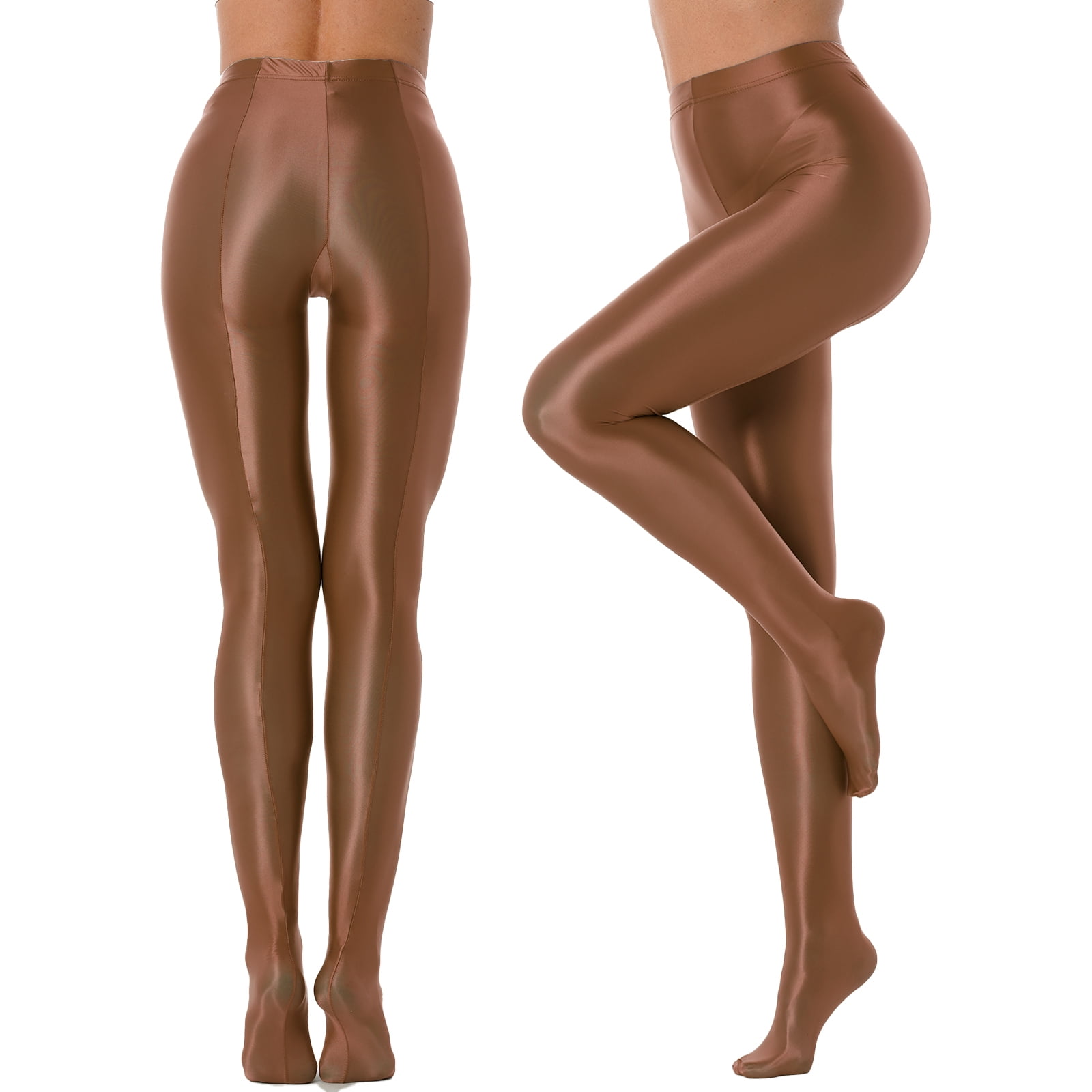 inhzoy Woman Shiny Oil Glossy Footed Pantyhose Tights Leggings