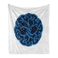 thumbnail image 1 of Celtic Tree Soft Flannel Fleece Blanket, Modern Composition of Classic Ireland Digital Drawing in Blue Shades, Cozy Plush for Indoor and Outdoor Use, 50" x 60", Night Blue and Indigo, by Ambesonne, 1 of 6