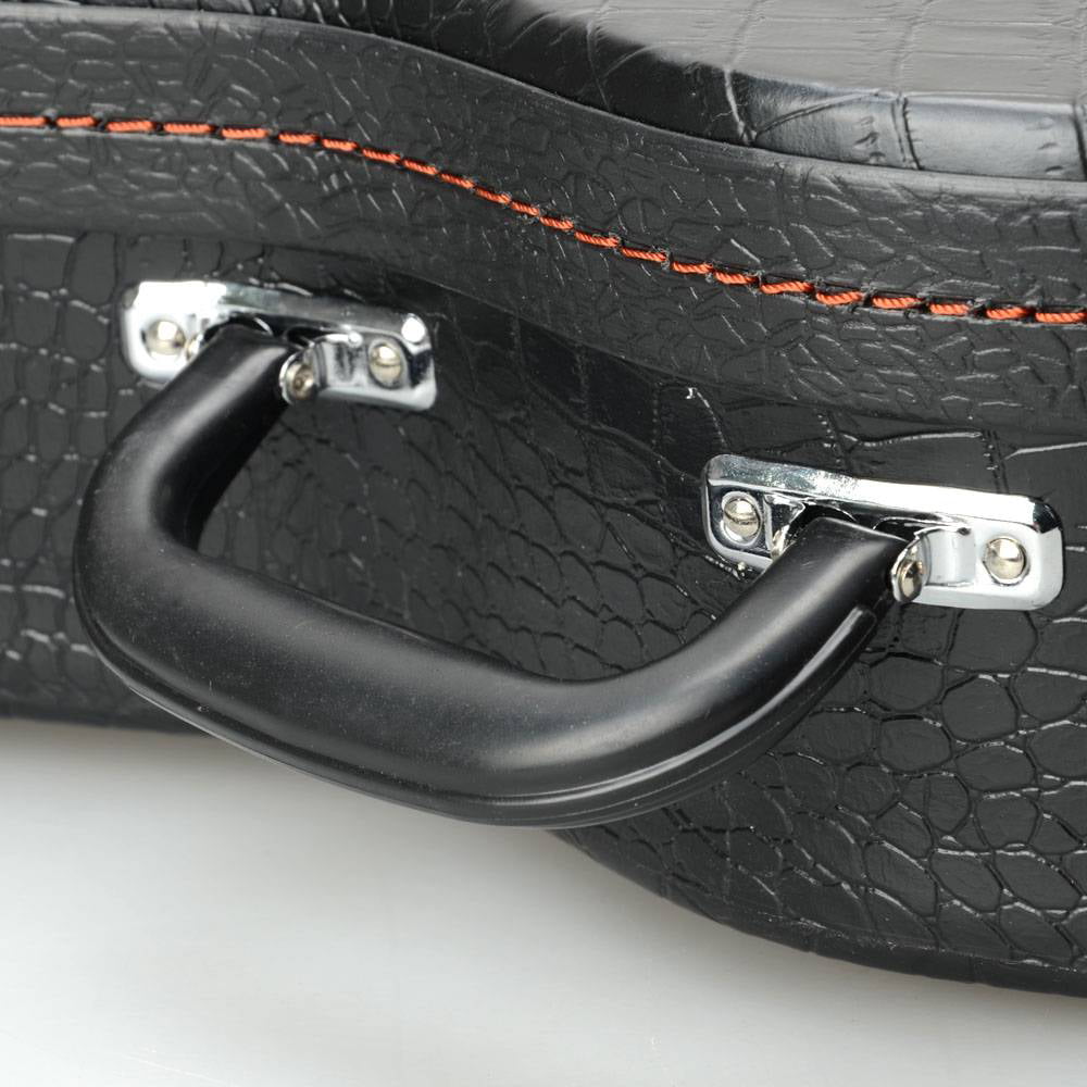 Bass & Guitar Accessories Glarry 26 Tenor Python Pattern Leather Ukulele Case Black