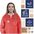 thumbnail image 4 of AMZ Supply Disposable Lab Jackets, 33" Long Red Hip Length Work Gowns XX-Large SMS 50 gsm Pack of 100, 4 of 7