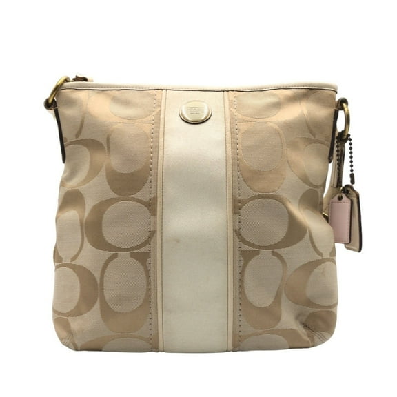 Pre-Owned COACH Signature Beige Ivory Gold Hardware Canvas F21905 Shoulder Bag... (Good)