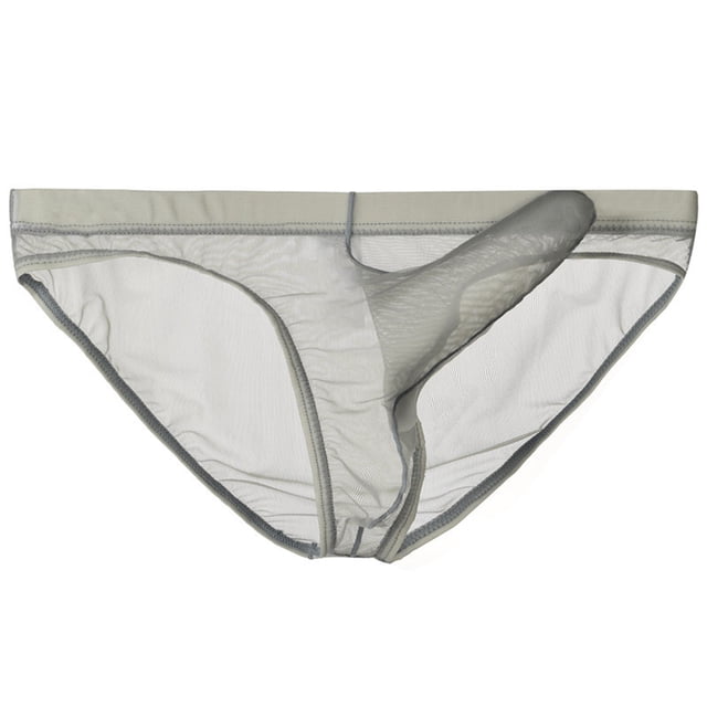 ylioge Mesh Underwear for Men Lightweight Low Rise High-Cut Breathable See-Through Solid Color Comfort Hipsters Briefs