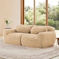 thumbnail image 3 of 2-Seater Modular Sectional Sofa, Soft Fluffy Plush Fabric, Anti-Slip Bottom, 32D High-Density Sponge (Light Khaki), 3 of 9