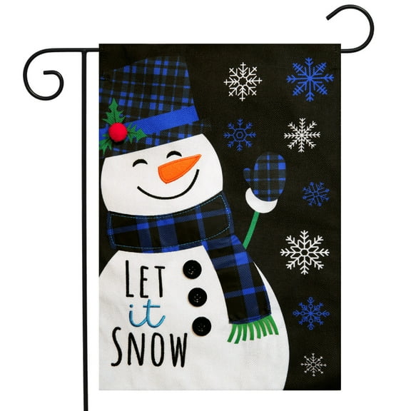 Briarwood Lane Blue Checkered Snowman Burlap Garden Flag