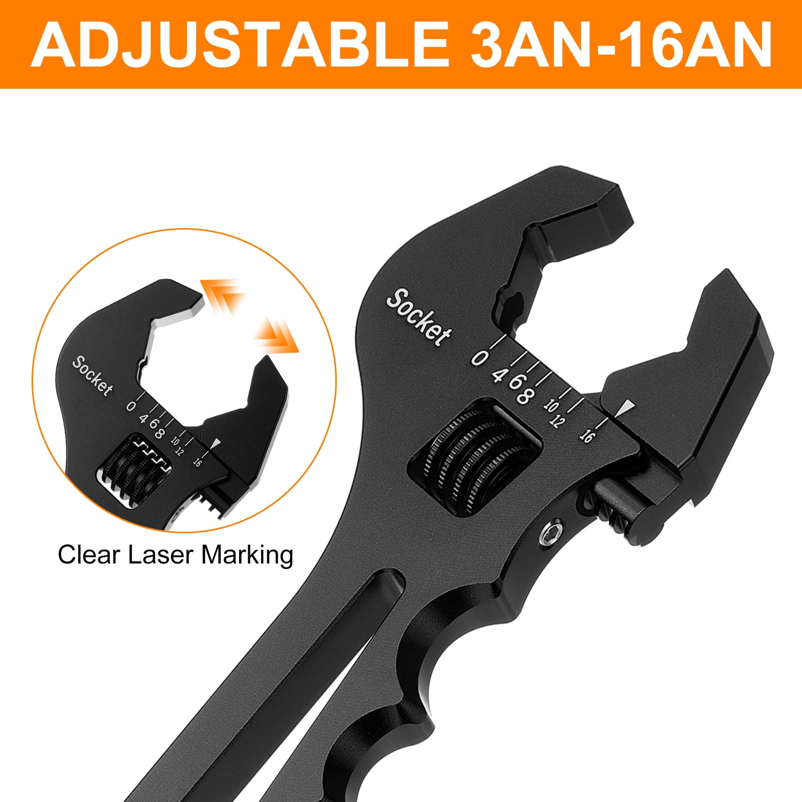 1pcs 7" Adjustable Wrench Aluminum Alloy Plumbers Wrench for an Fittings, Black
