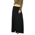 thumbnail image 5 of Bimba Women Black Long Skirt with 2 Slits Stretch Spandex Fabric Bohemian Style, 5 of 6