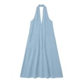 thumbnail image 5 of Wovilon Women's V-Neck Sleeveless Halter Maxi Dress with Pockets, Cotton Blend Loose Fit Casual Summer Long Style for Beach Vacation and Daily Wear, 5 of 5
